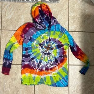Disney hooded long sleeved tie dye